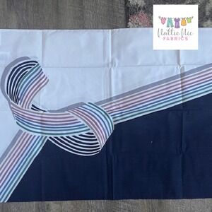 2 Vintage Standard Size pillowcases, New York Ribbon Stripe, Wamsutta, navy
